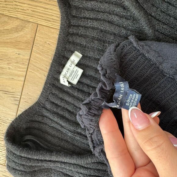 Bundle Aerie American Eagle Mango Button Up Cardigan Bodysuit Size Small Black - Picture 6 of 9